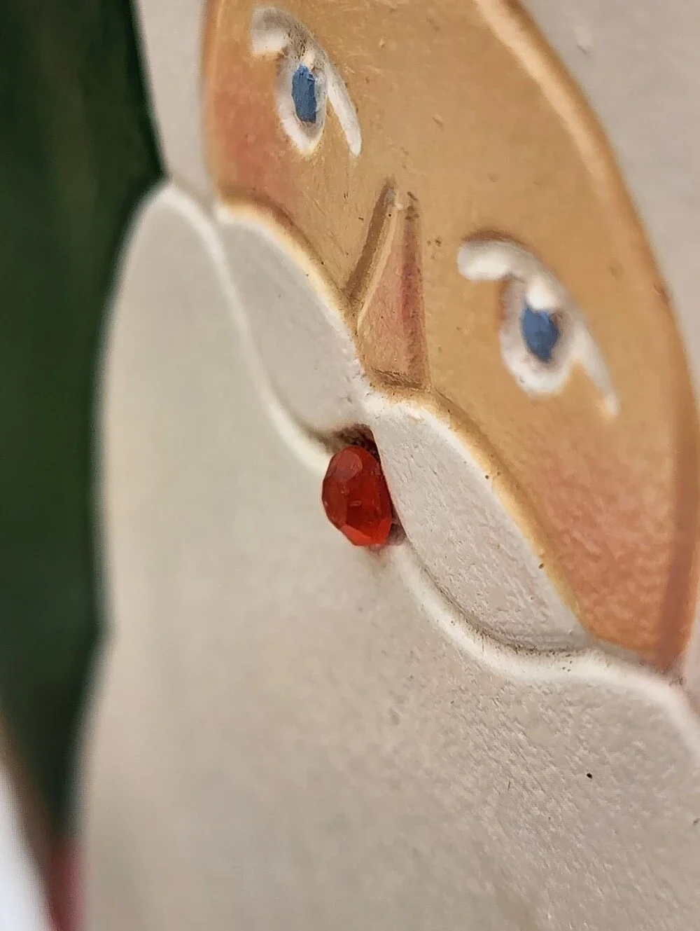 VINTAGE HAND PAINTED CERAMIC CHRISTMAS DECORATION SANTA TREE FOLK ART BEJEWELED